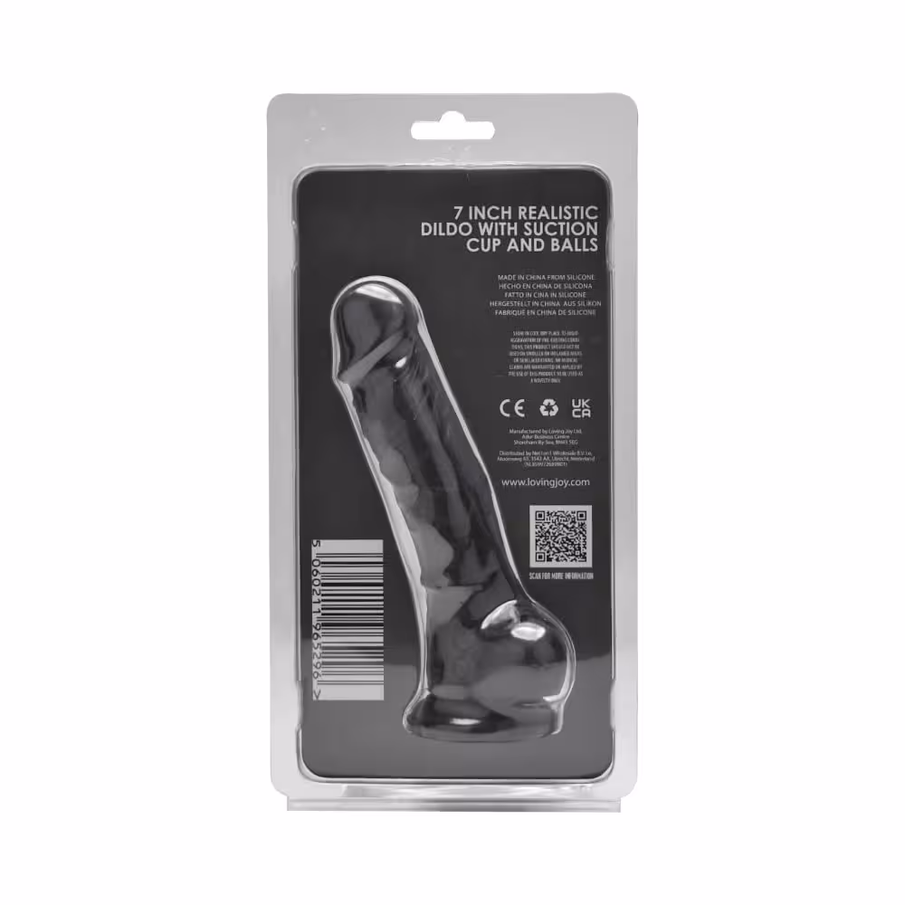 Loving Joy 7 Inch Realistic Silicone Dildo with Suction Cup and Balls Black image 4