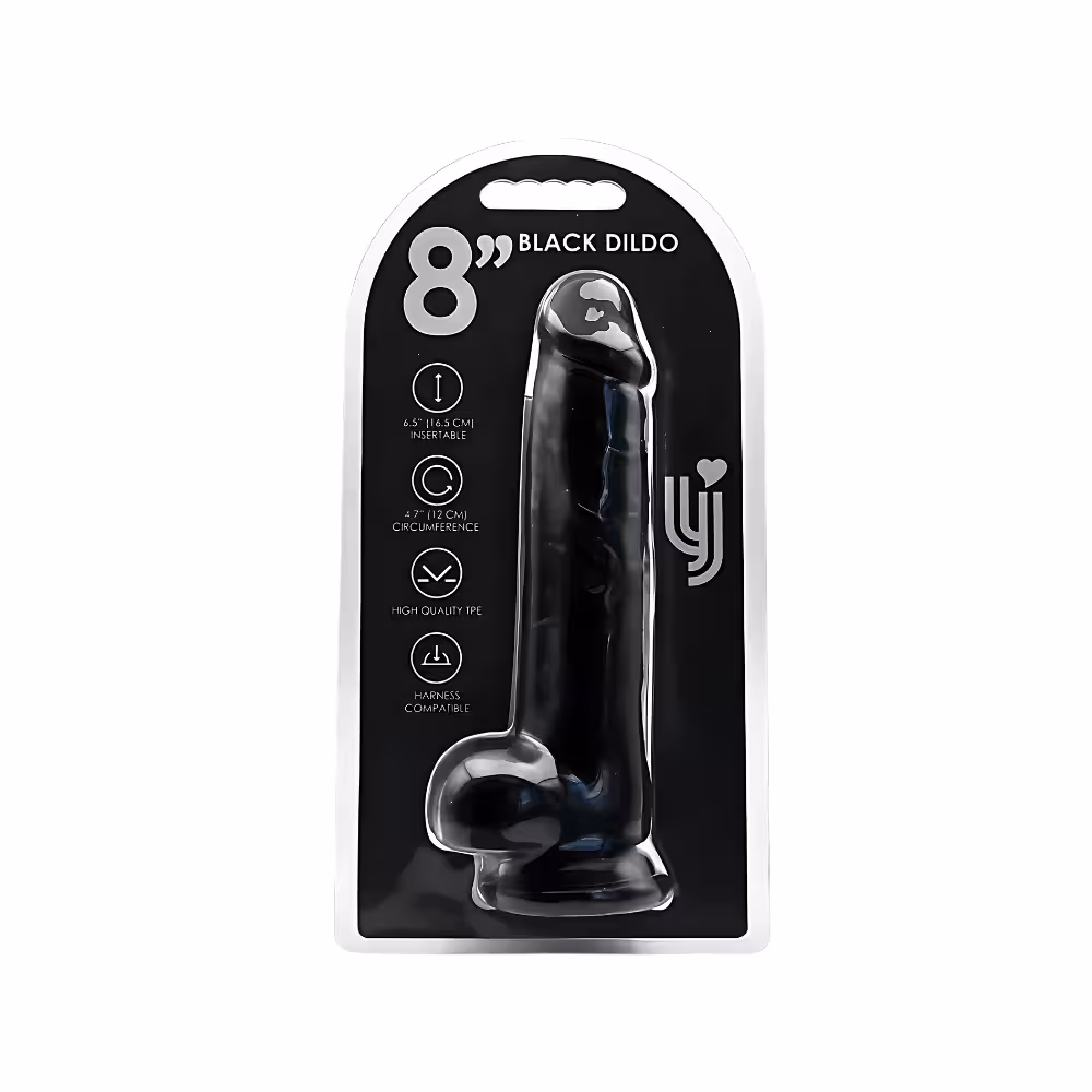 Loving Joy 8 Inch Dildo with Balls Black image 4