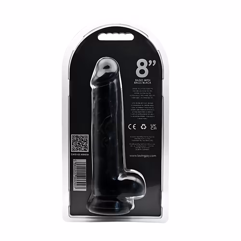 Loving Joy 8 Inch Dildo with Balls Black image 5