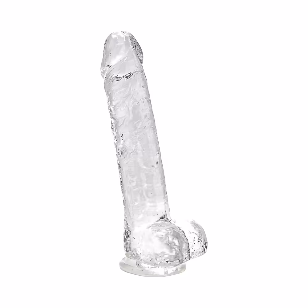 Loving Joy 8 Inch Dildo with Balls Clear image 2