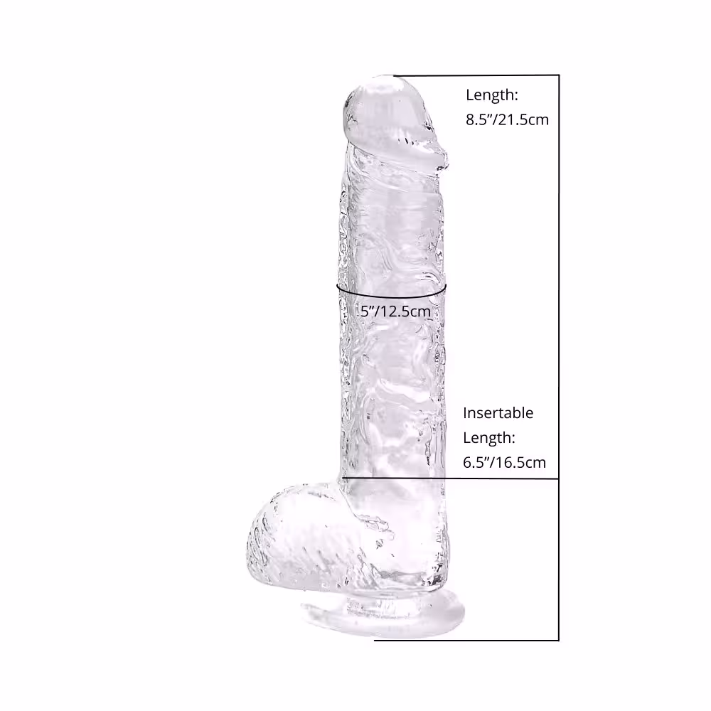 Loving Joy 8 Inch Dildo with Balls Clear image 5