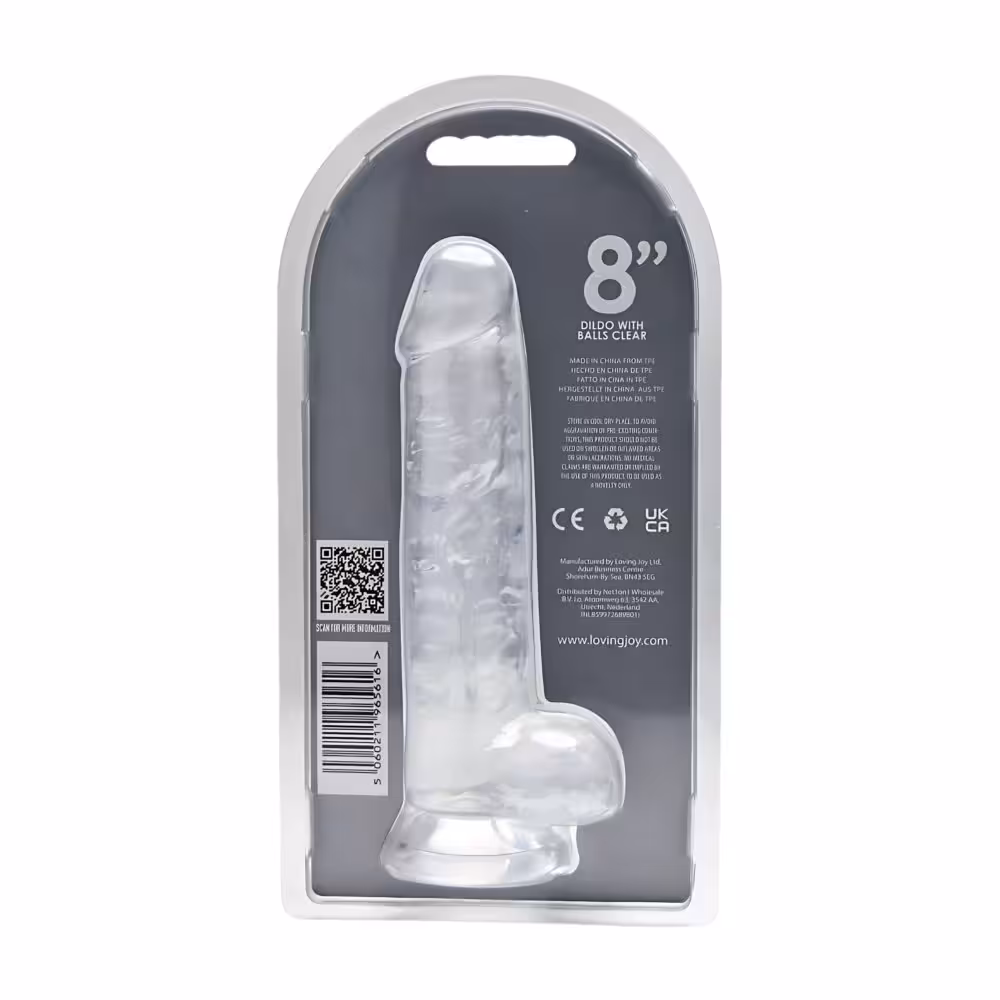 Loving Joy 8 Inch Dildo with Balls Clear image 7