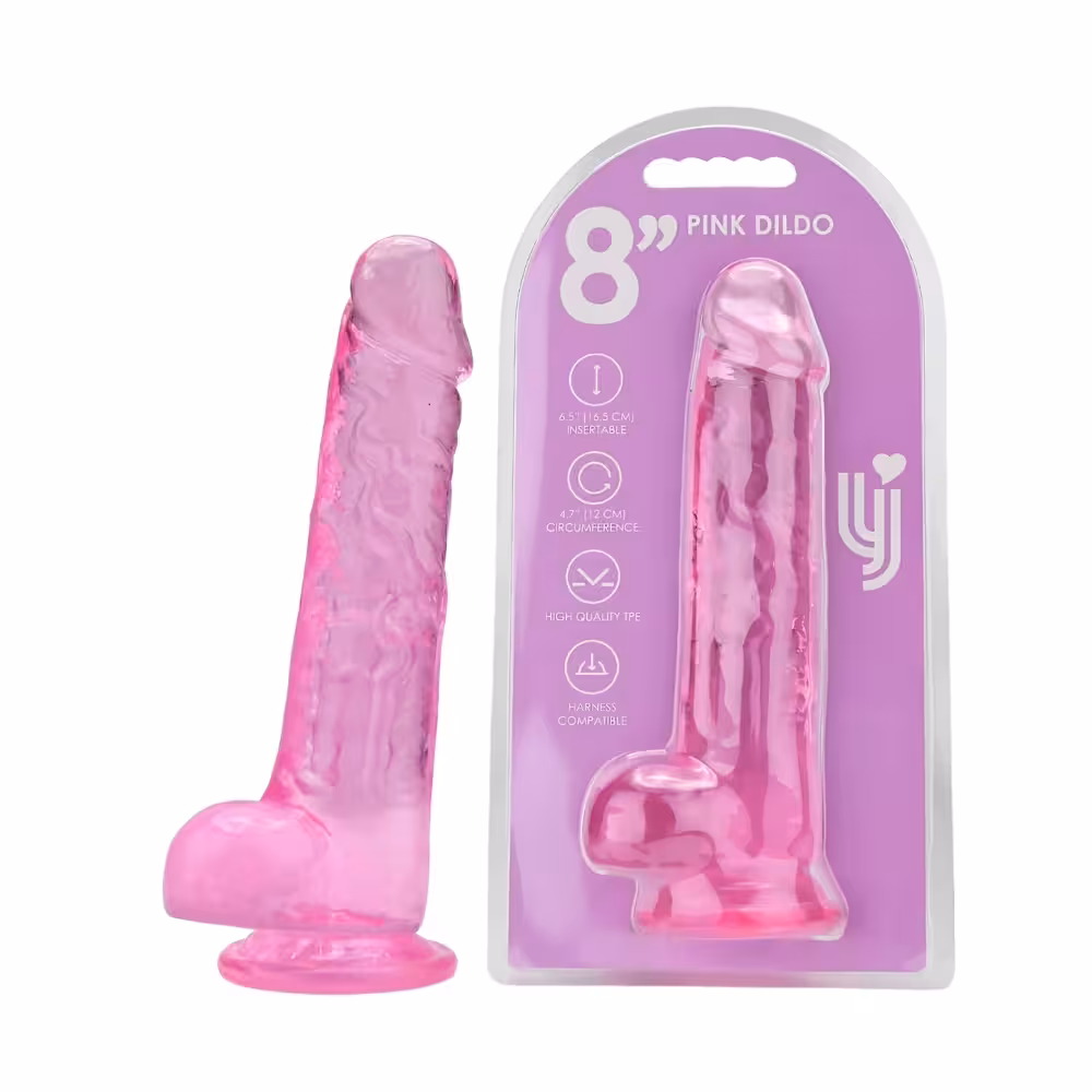 Loving Joy 8 Inch Dildo with Balls Pink image 4