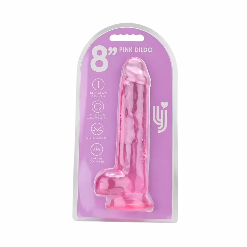 Loving Joy 8 Inch Dildo with Balls Pink image 5