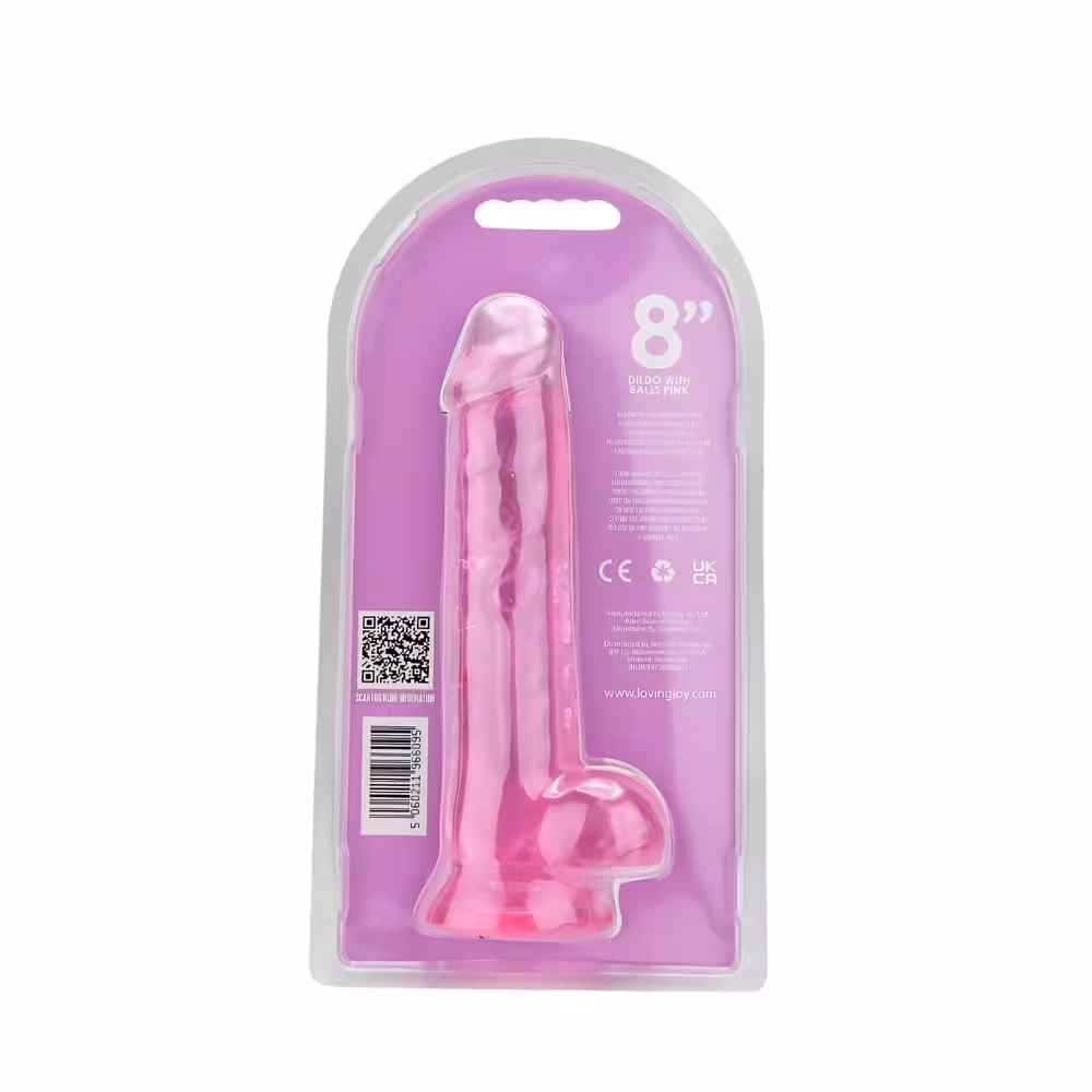 Loving Joy 8 Inch Dildo with Balls Pink image 6