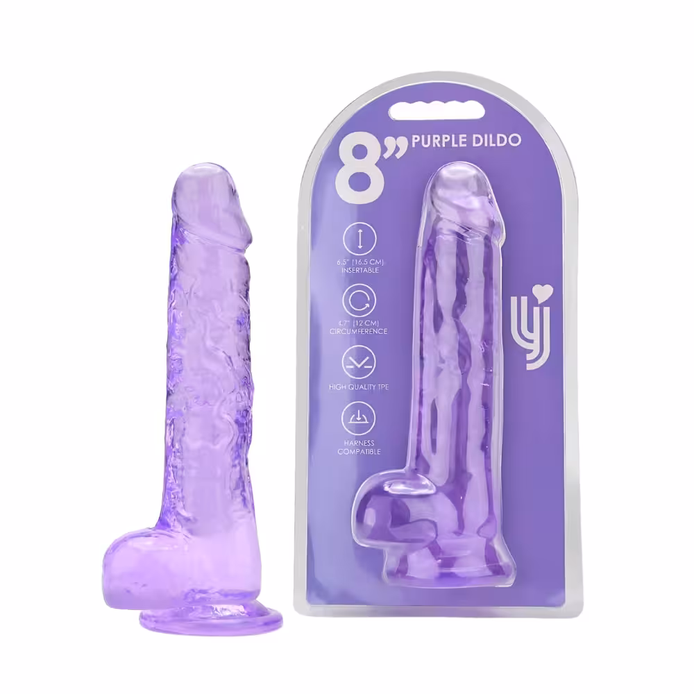 Loving Joy 8 Inch Dildo with Balls Purple image 6