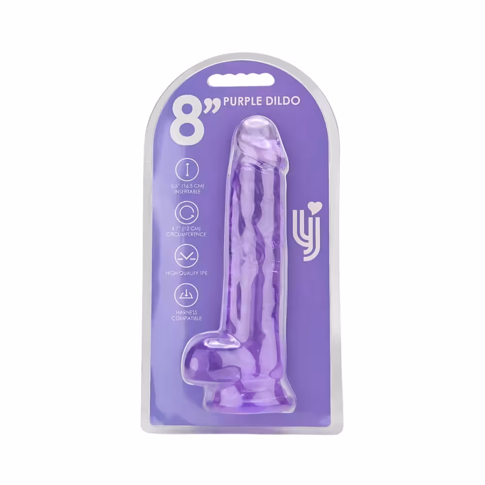 Loving Joy 8 Inch Dildo with Balls Purple image 7