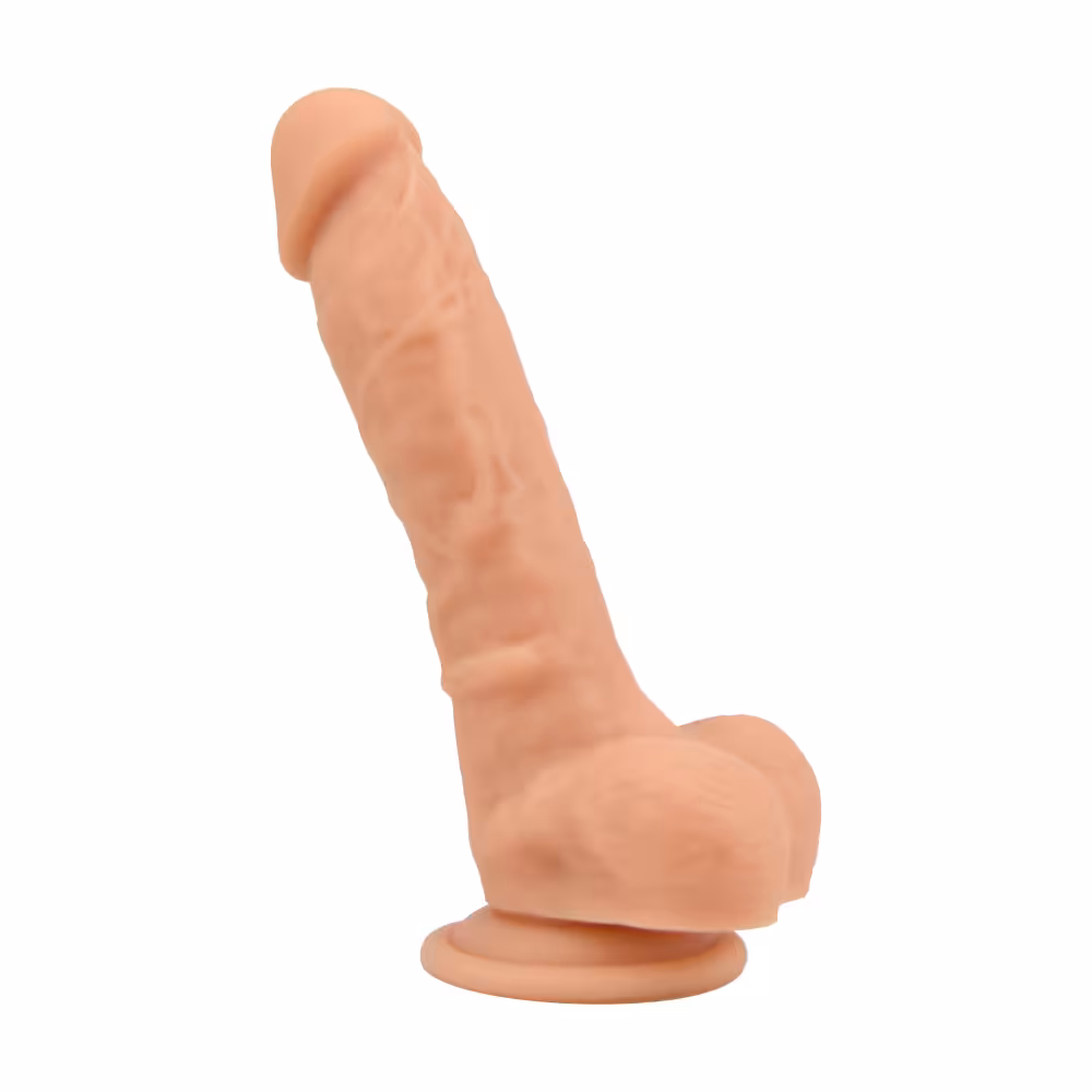 Loving Joy 8 Inch Realistic Silicone Dildo with Suction Cup and Balls Vanilla image 2