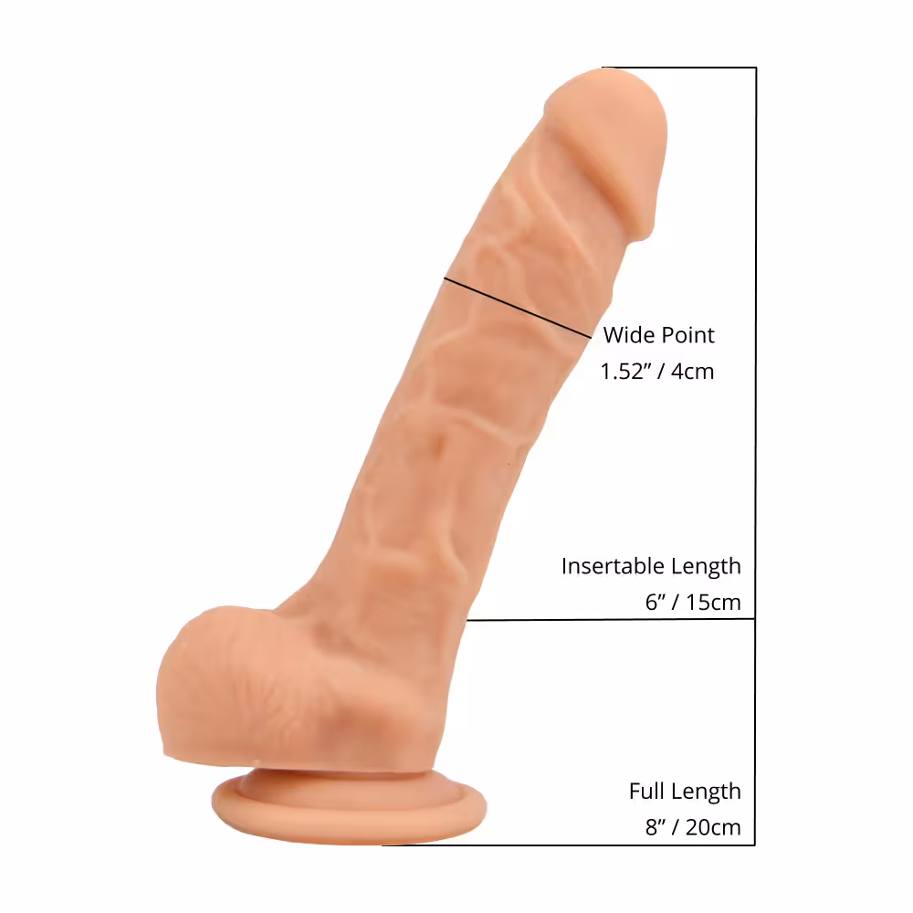Loving Joy 8 Inch Realistic Silicone Dildo with Suction Cup and Balls Vanilla image 4