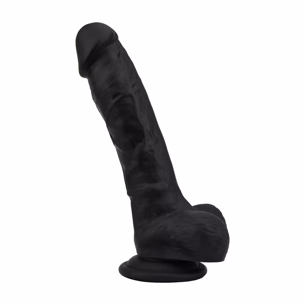 Loving Joy 8 Inch Realistic Silicone Dildo with Suction Cup and Balls Black image 3