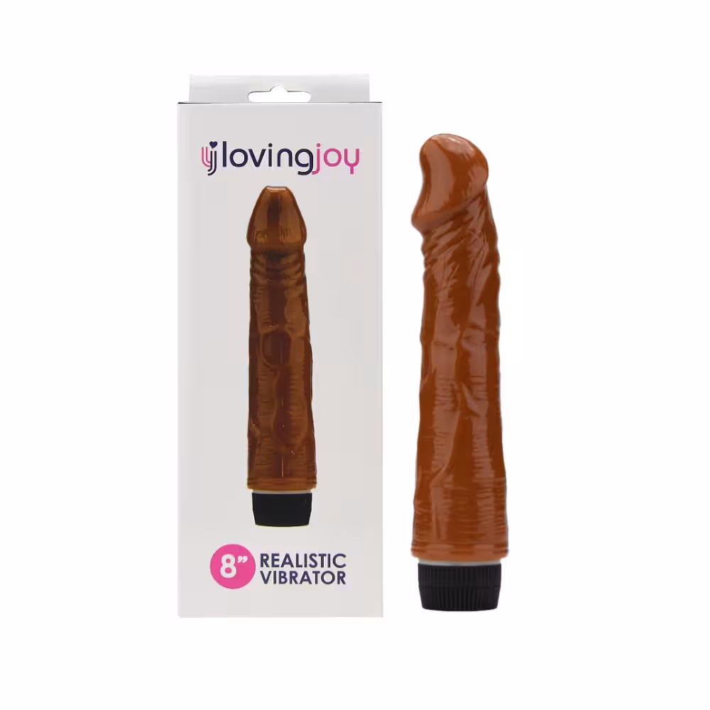 Loving Joy 8 inch Realistic Vibrator Brown image 5