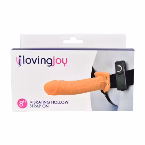 Loving Joy 8 Inch Vibrating Hollow Strap On Vanilla image 4
