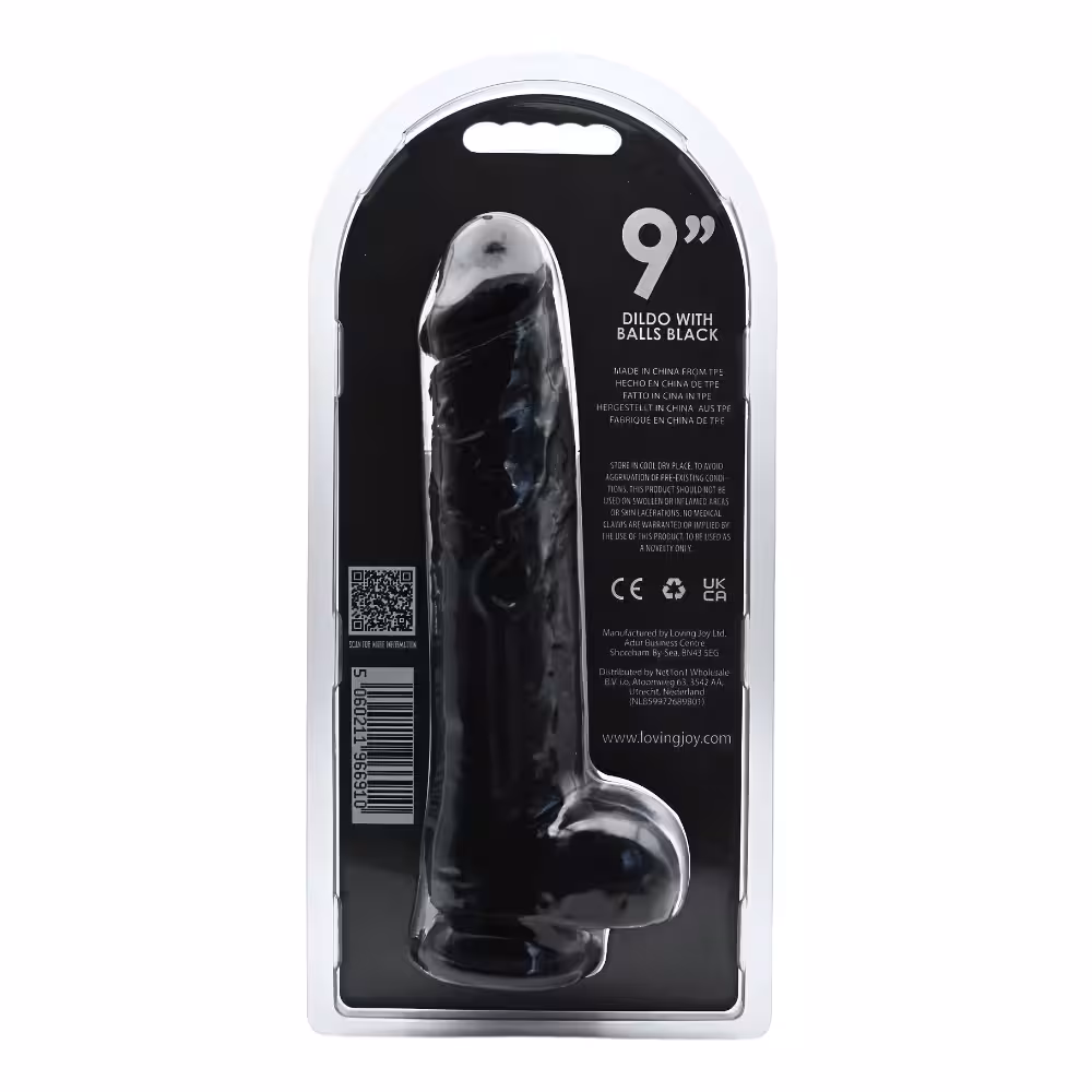 Loving Joy 9 Inch Dildo with Balls Black image 5