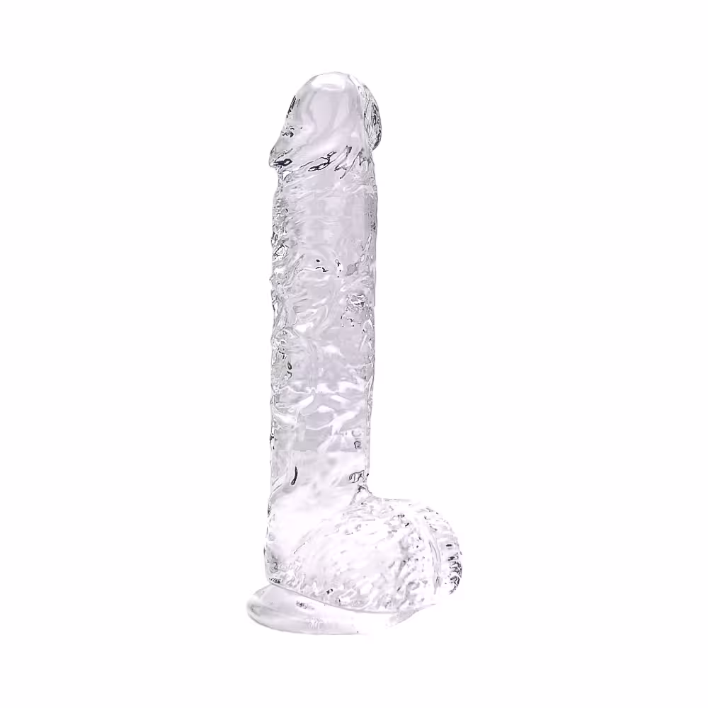 Loving Joy 9 Inch Dildo with Balls Clear image 3