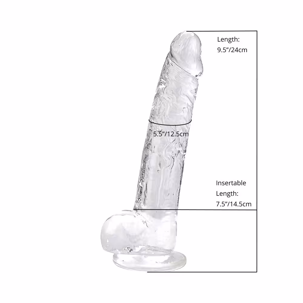 Loving Joy 9 Inch Dildo with Balls Clear image 6