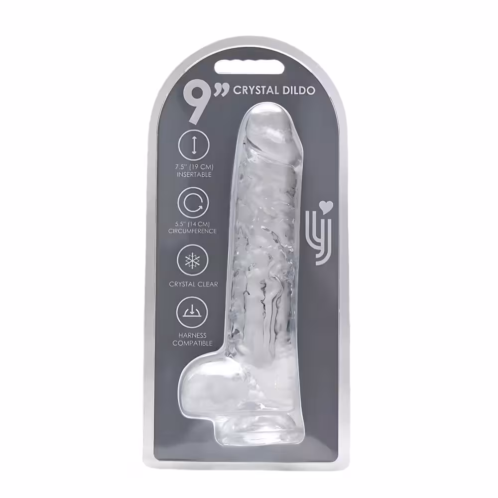 Loving Joy 9 Inch Dildo with Balls Clear image 7