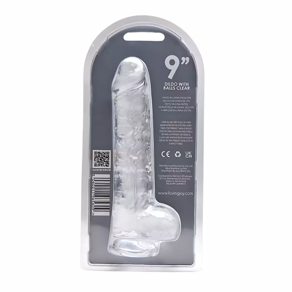 Loving Joy 9 Inch Dildo with Balls Clear image 8