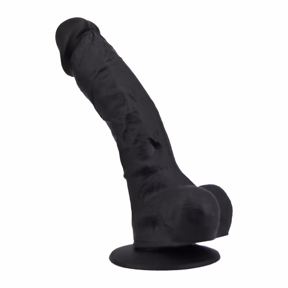 Loving Joy 9 Inch Realistic Silicone Dildo with Suction Cup and Balls Black image 3