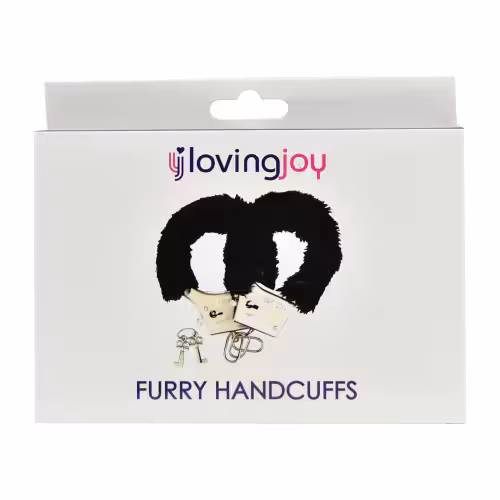 Loving Joy Furry Handcuffs Black image 2