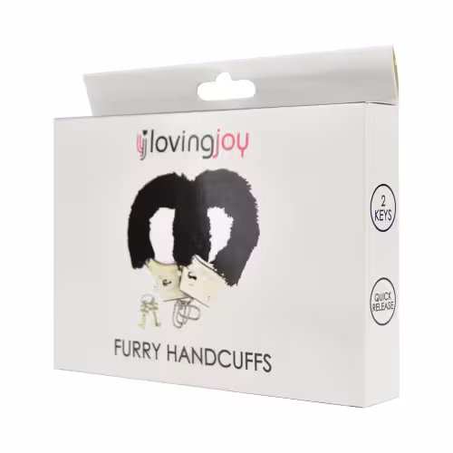 Loving Joy Furry Handcuffs Black image 4