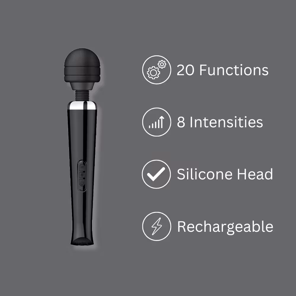 Loving Joy Rechargeable Magic Wand Vibrator Black image 2