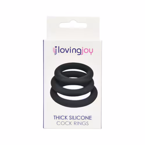 Loving Joy Thick Silicone Cock Rings 3 Pack Grey image 3