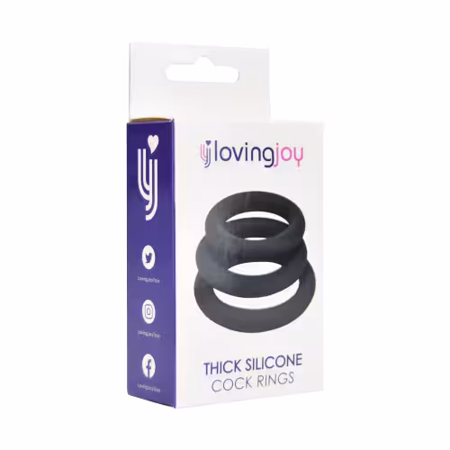 Loving Joy Thick Silicone Cock Rings 3 Pack Grey image 4
