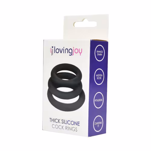 Loving Joy Thick Silicone Cock Rings 3 Pack Grey image 5