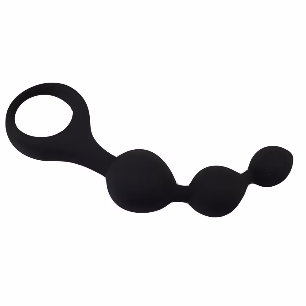 Loving Joy Triple Ripple Anal Beads-Black image 2