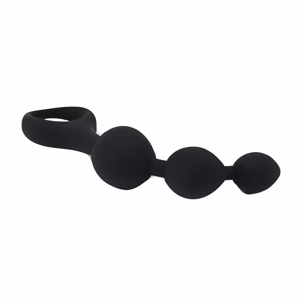 Loving Joy Triple Ripple Anal Beads-Black image 3
