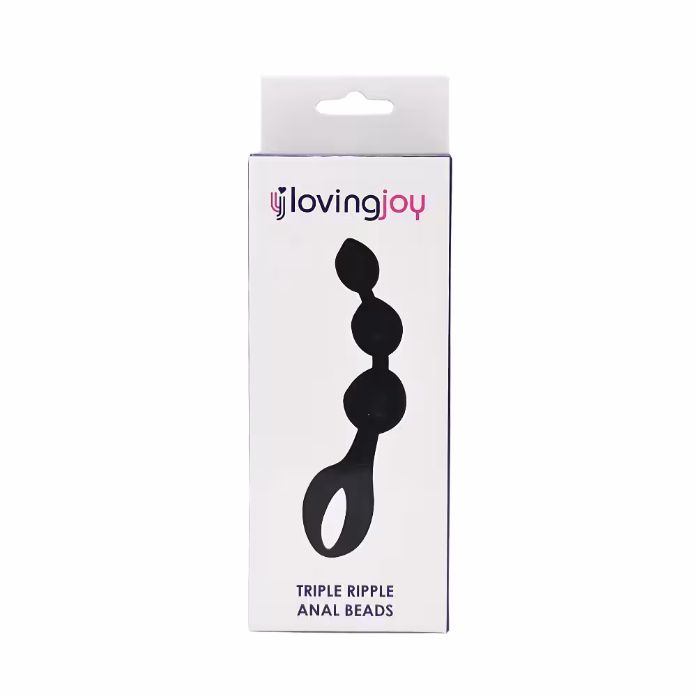 Loving Joy Triple Ripple Anal Beads-Black image 8