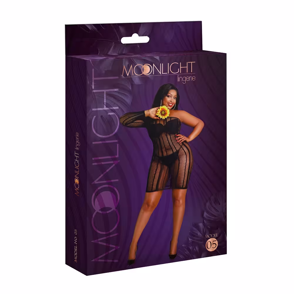 Moonlight Black Stripe Mini Dress Plus Size image 5