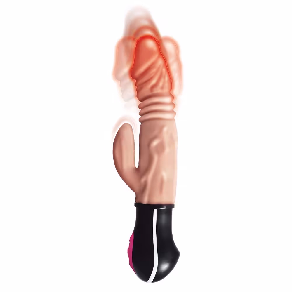 Realistic Warming and Thrusting Vibrating Dildo Flesh image 3
