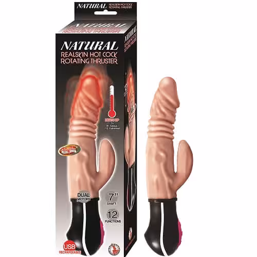 Realistic Warming and Thrusting Vibrating Dildo Flesh image 4
