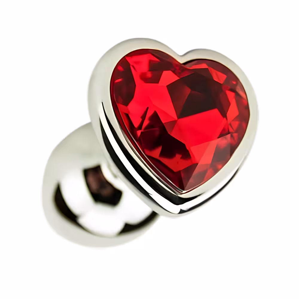 Precious Metals Heart Shaped Butt Plug-Silver image 5