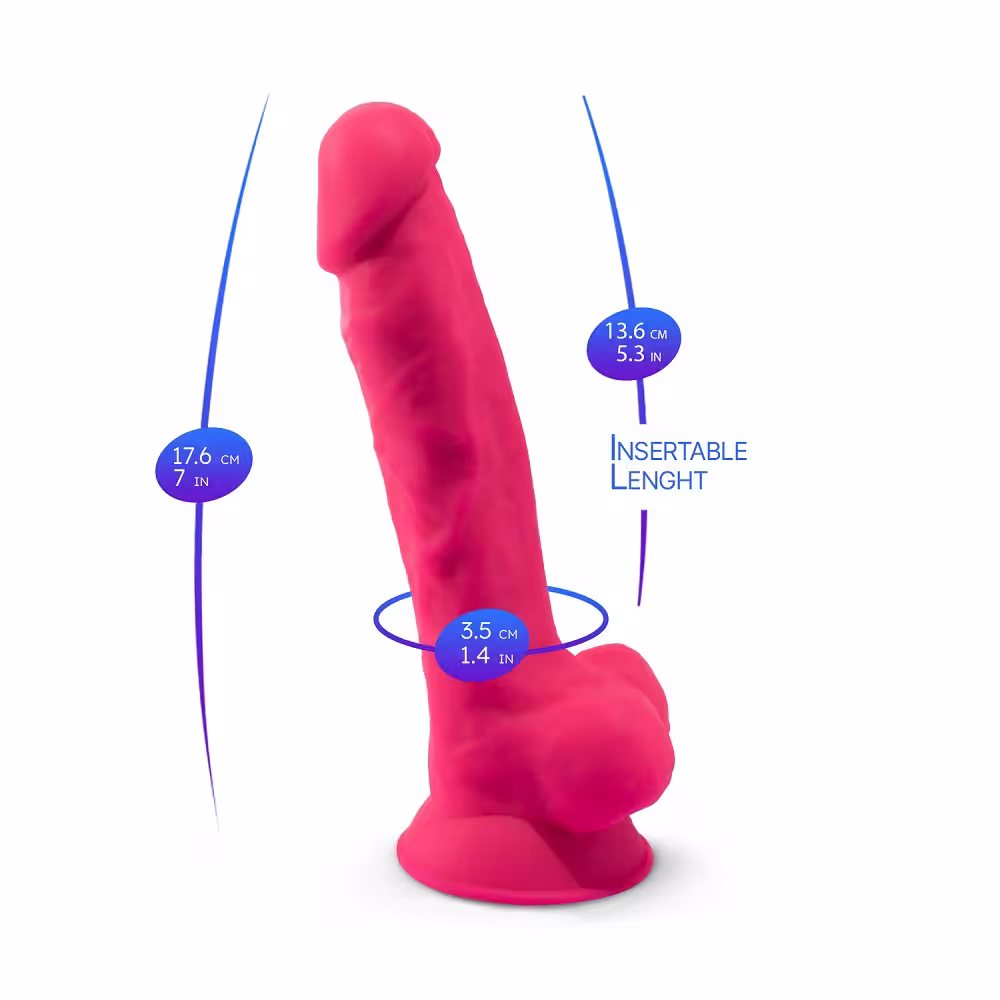 SilexD 7 inch Realistic Silicone Dual Density Dildo with Suction Cup and Balls Pink image 5