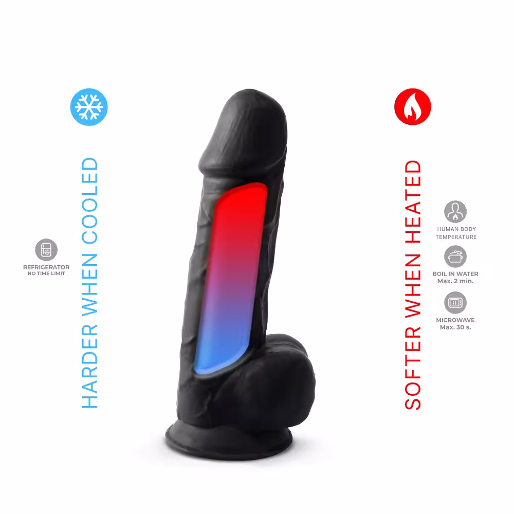 SilexD 8.5 inch Realistic Silicone Dual Density Girthy Dildo with Suction Cup with Balls Black image 2