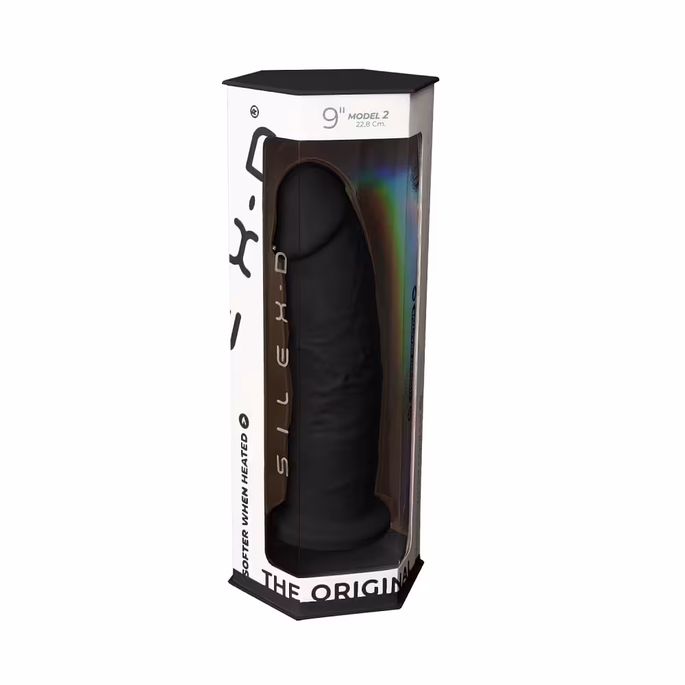 SilexD 9 inch Realistic Girthy Silicone Dual Density Dildo with Suction Cup Black image 4