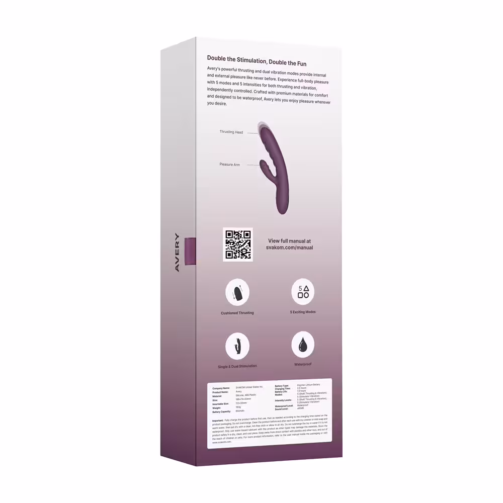 Svakom Avery Thrusting Vibrator with Clitoral Stimulator image 7