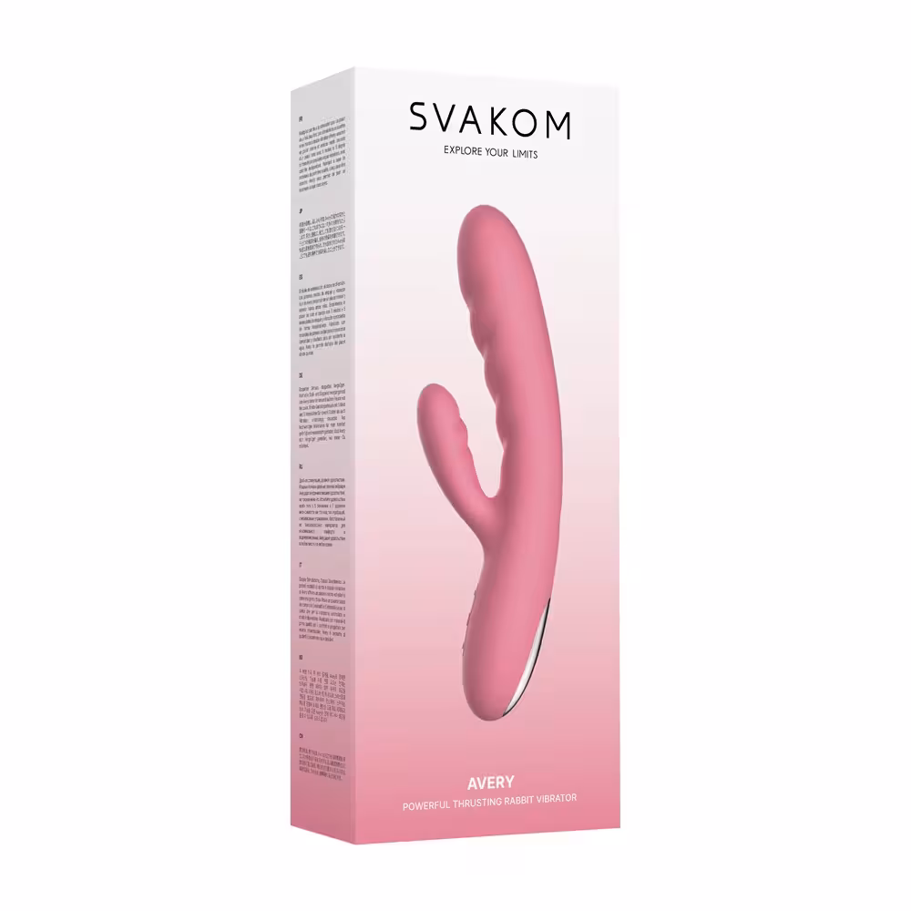 Svakom Avery Thrusting Vibrator with Clitoral Stimulator Pink image 5