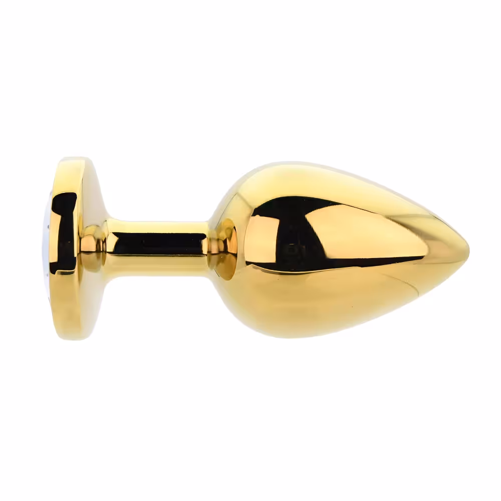 Toosh Gold Metal Butt Plug Large Clear Stone image 2