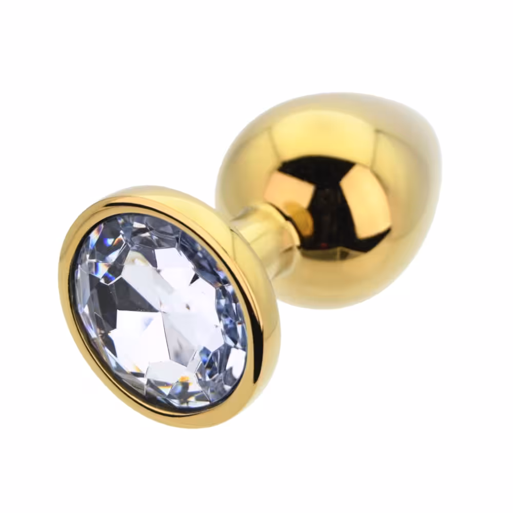 Toosh Gold Metal Butt Plug Large Clear Stone image 4
