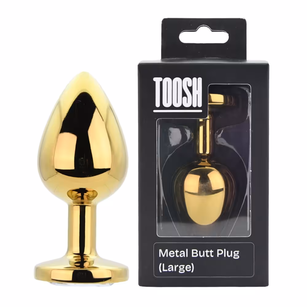 Toosh Gold Metal Butt Plug Large Clear Stone image 7