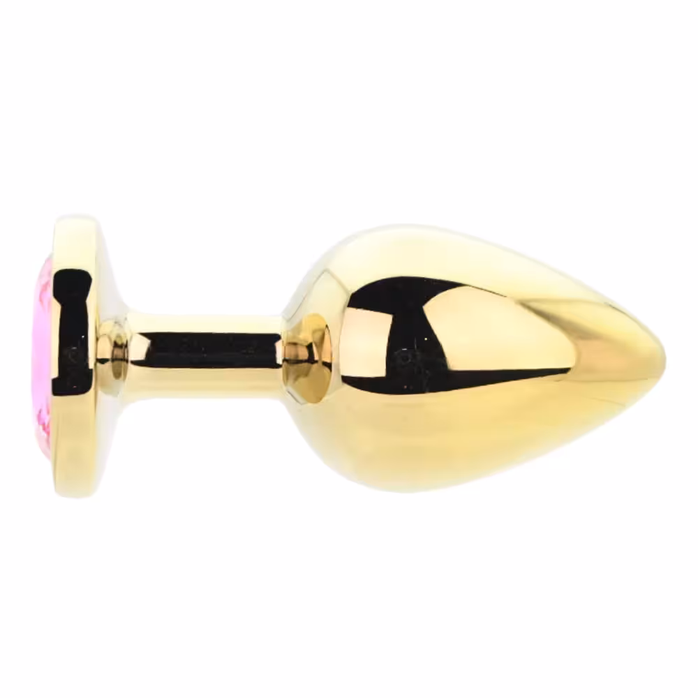 Toosh Gold Metal Butt Plug Large Pink Stone image 2