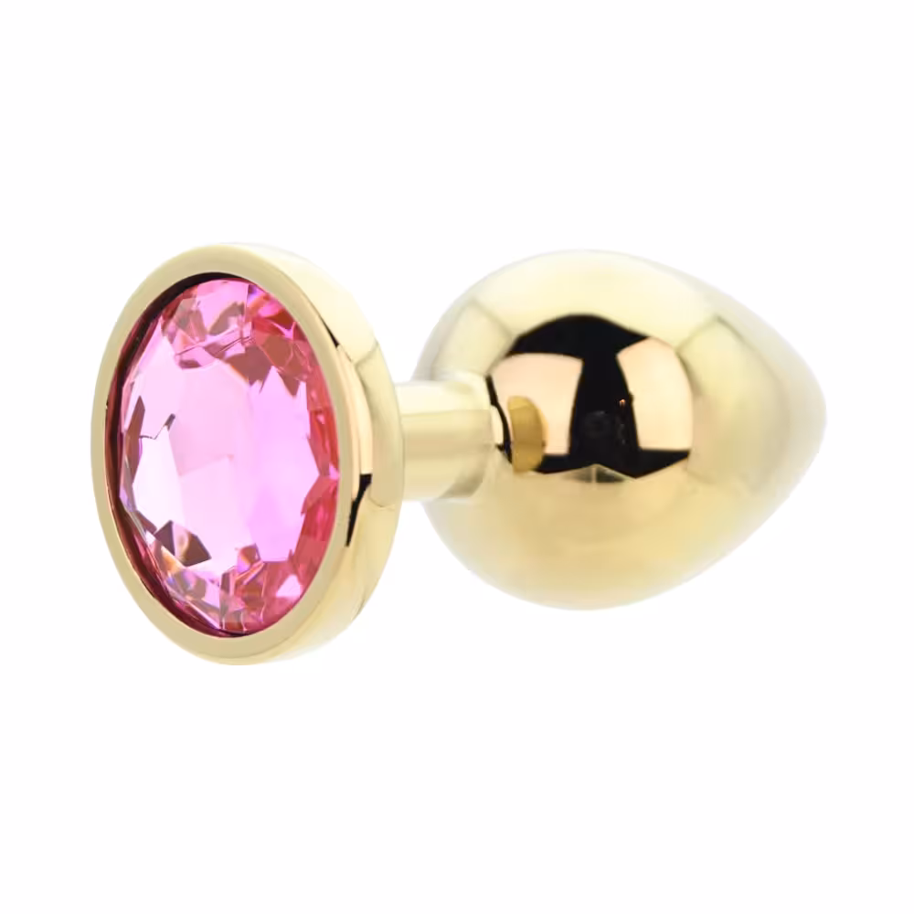 Toosh Gold Metal Butt Plug Large Pink Stone image 3