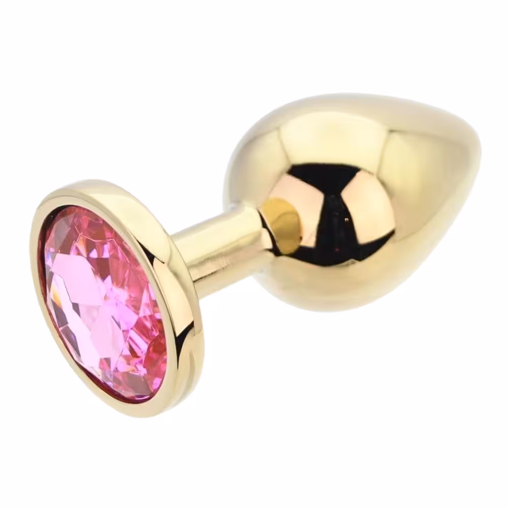 Toosh Gold Metal Butt Plug Large Pink Stone image 5