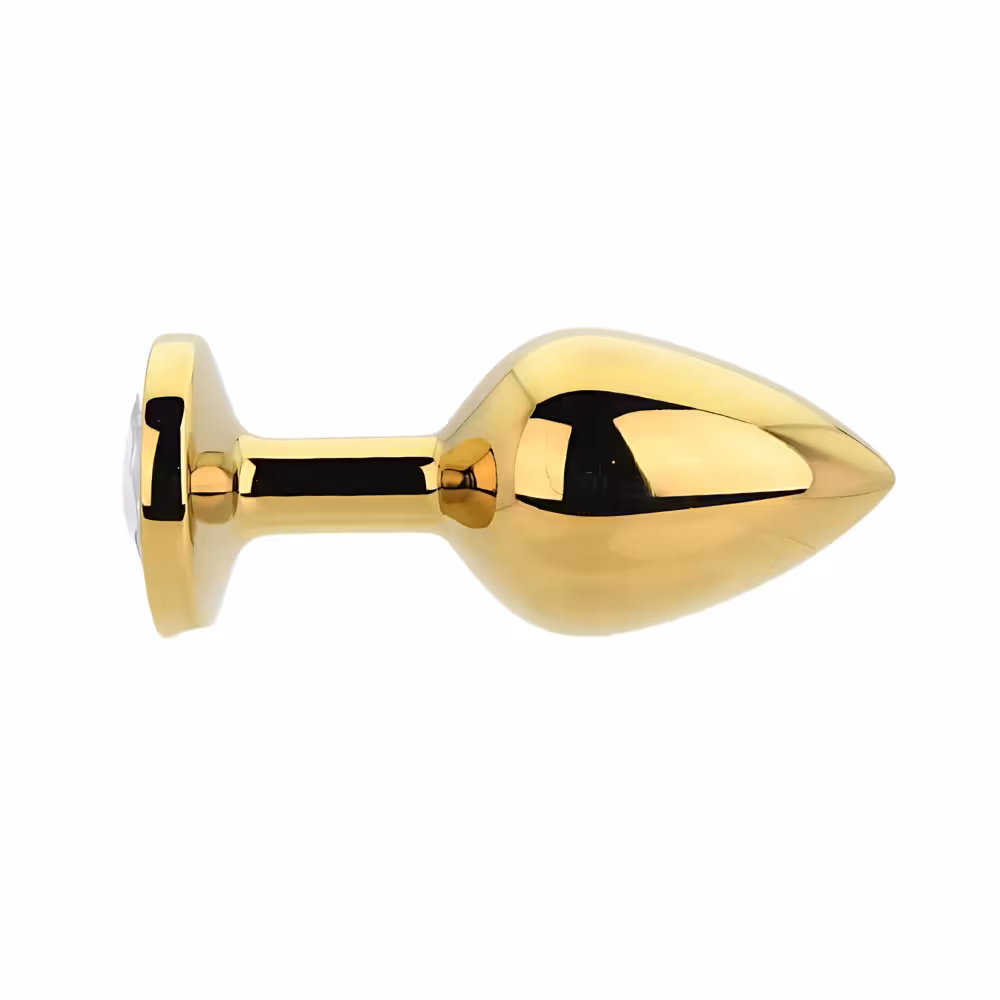 Toosh Gold Metal Butt Plug Medium Clear Stone image 2