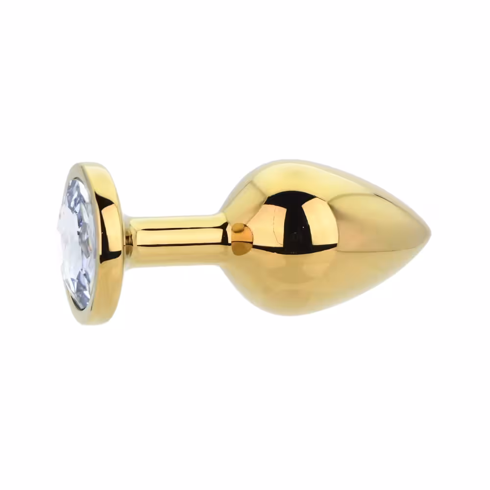 Toosh Gold Metal Butt Plug Medium Clear Stone image 3