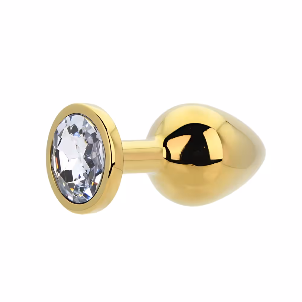 Toosh Gold Metal Butt Plug Medium Clear Stone image 4