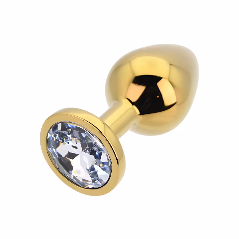 Toosh Gold Metal Butt Plug Medium Clear Stone image 5